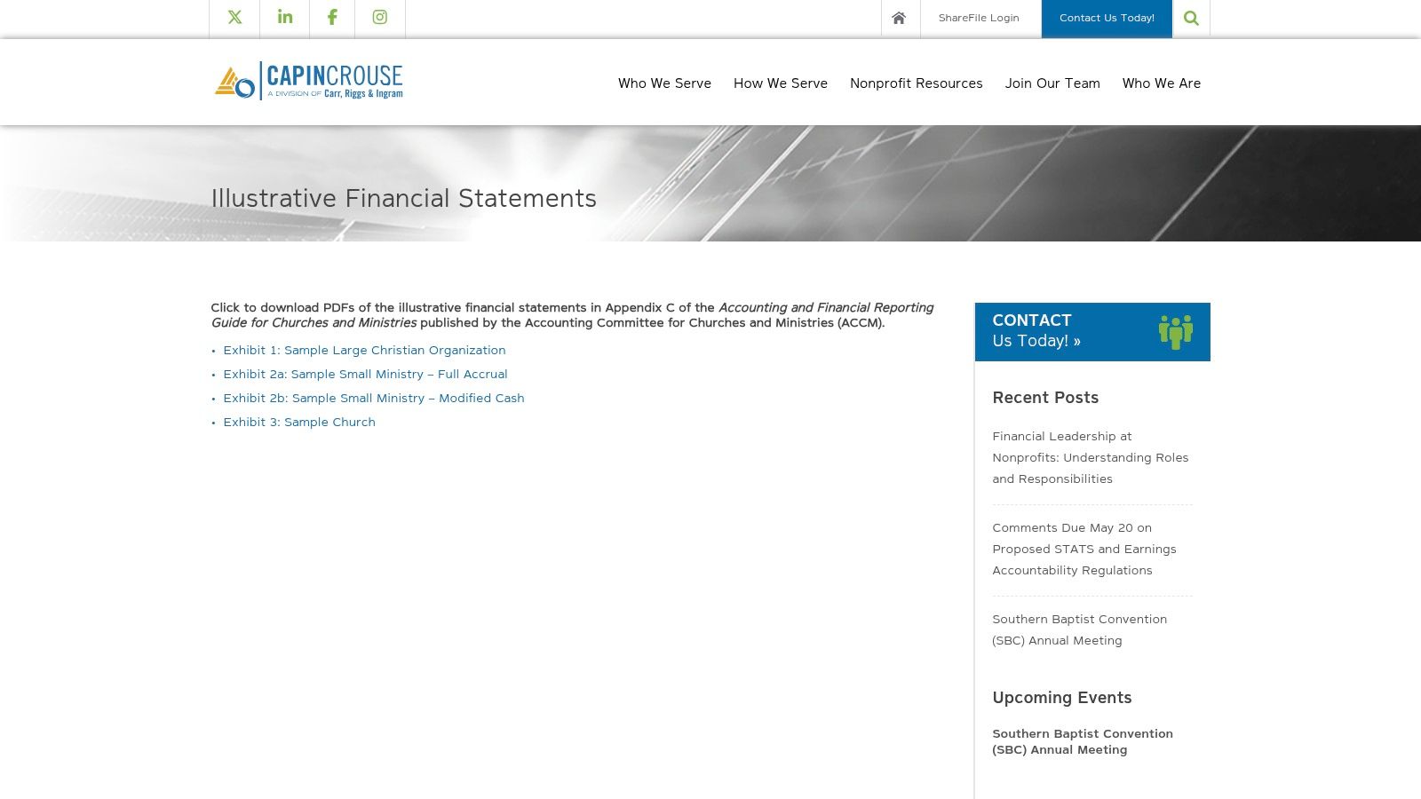 CapinCrouse, ACCM Illustrative Financial Statements (Exhibit 3: Sample Church)
