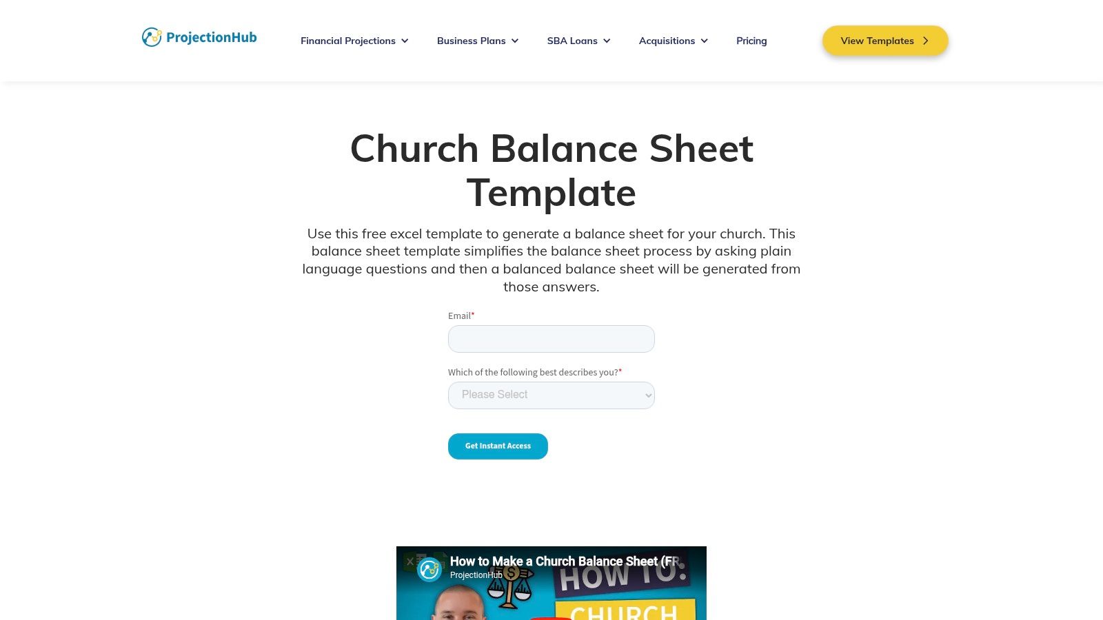 ProjectionHub, Church Balance Sheet Template (Excel)