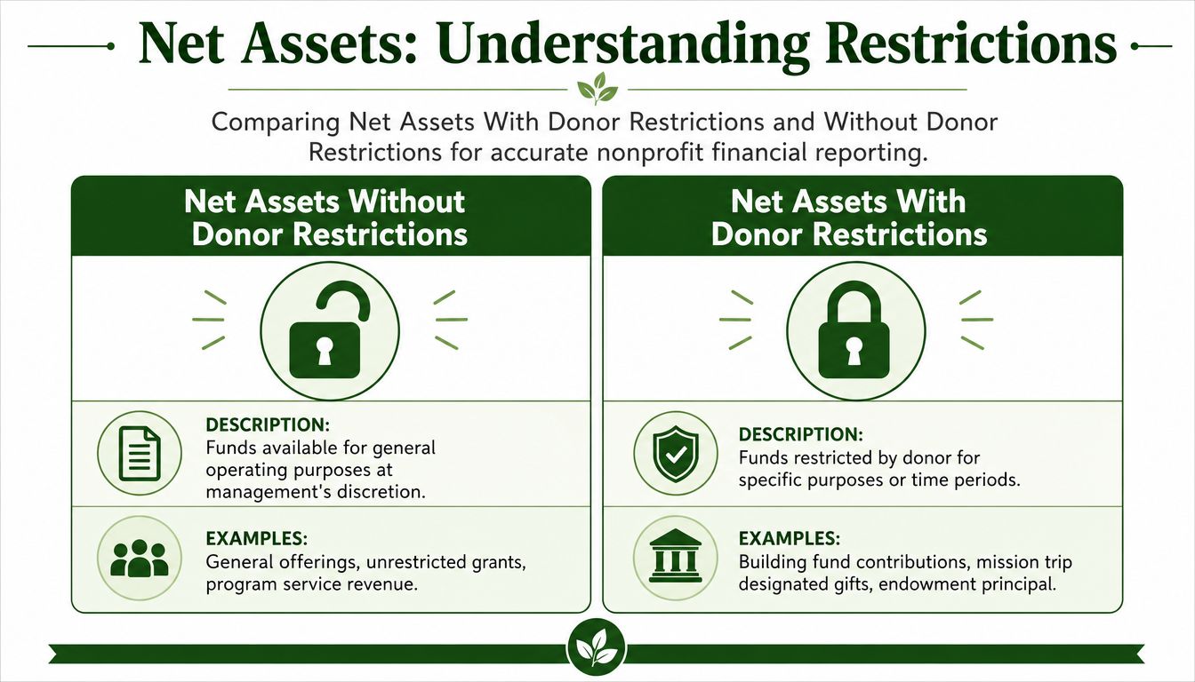 A chart comparing nonprofit net assets with donor restrictions and net assets without donor restrictions.