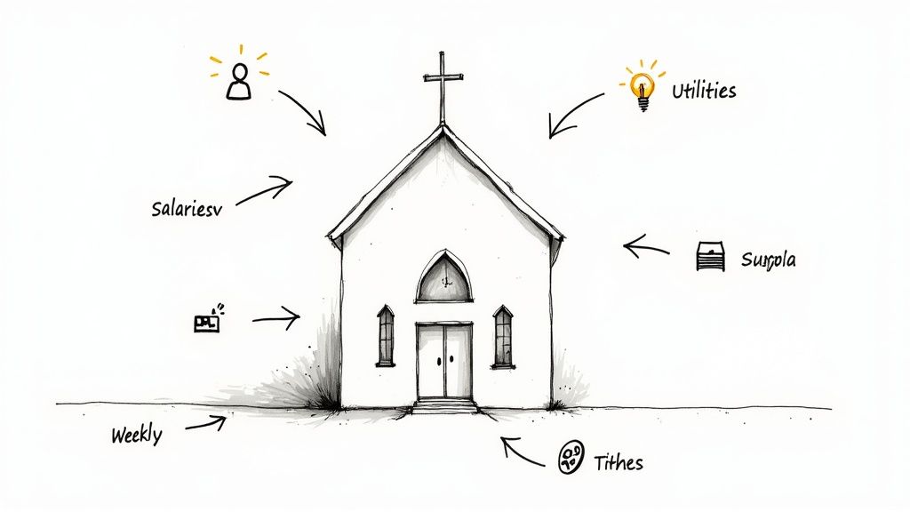 A person at a desk reviewing financial documents and planning a budget.