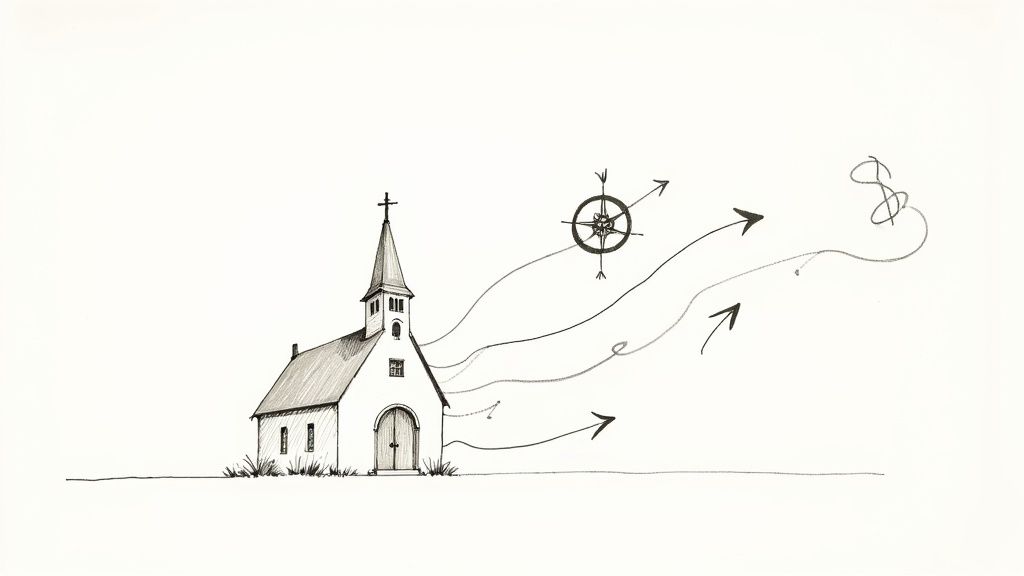 A person reviewing financial documents at a desk, symbolizing church stewardship.