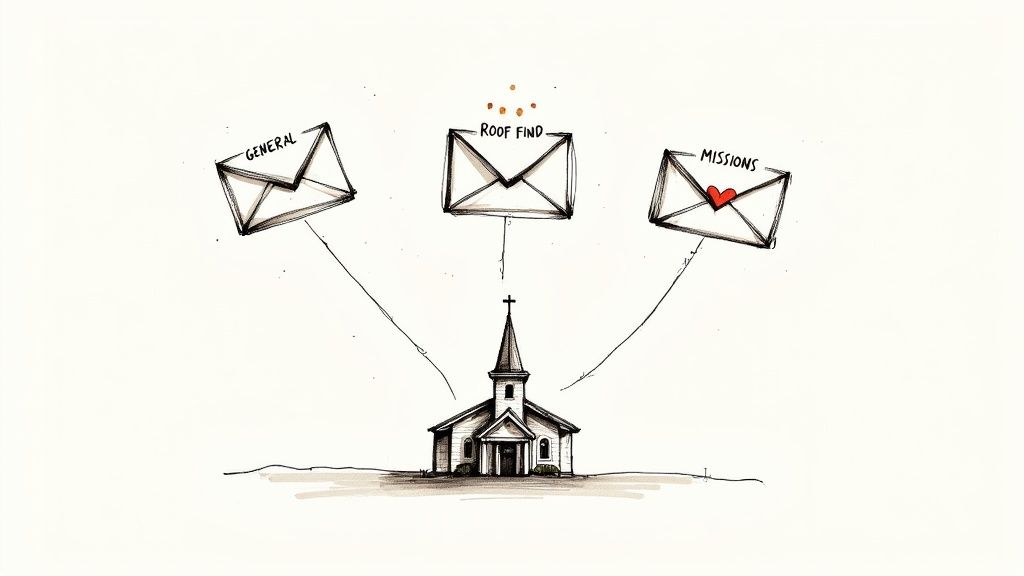 A person sorting money into different labeled envelopes, symbolizing fund accounting.