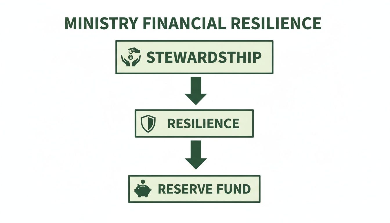 Flowchart illustrating the path from stewardship to financial resilience and a reserve fund.